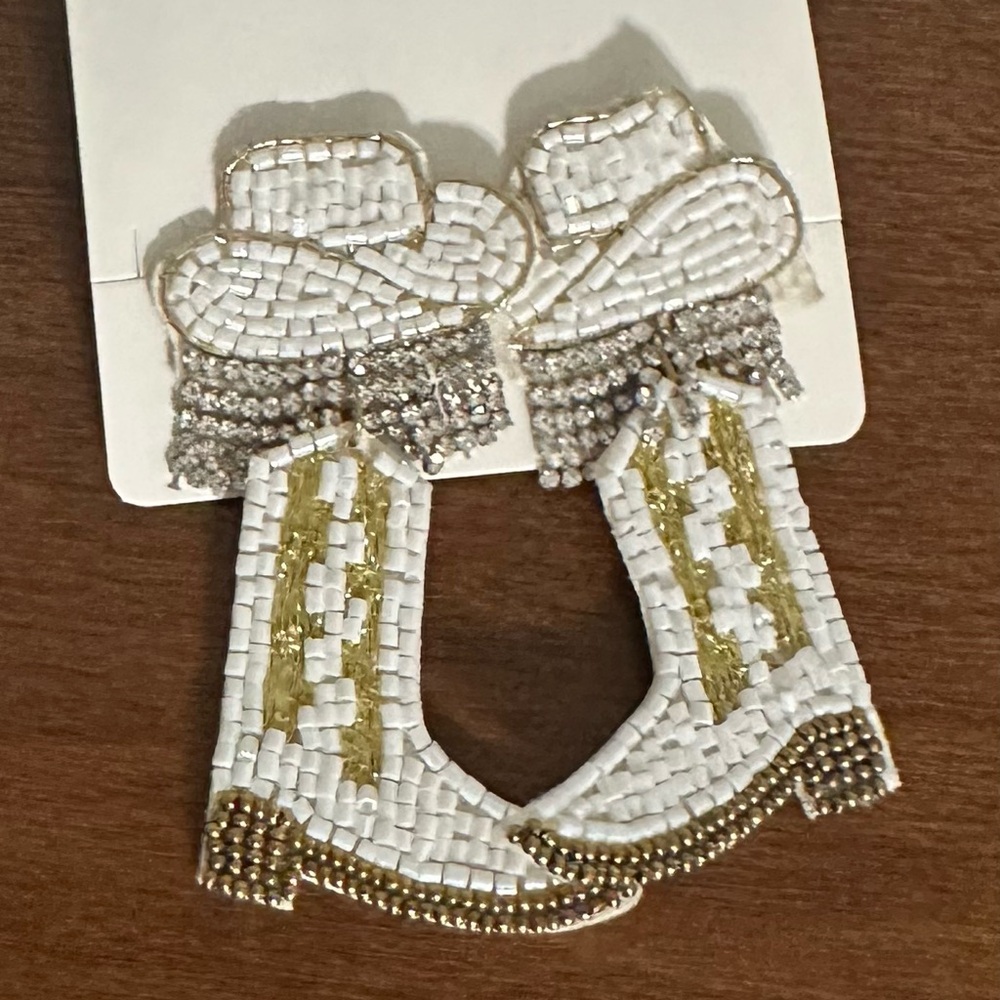 Beaded Cowboy Boot Earrings